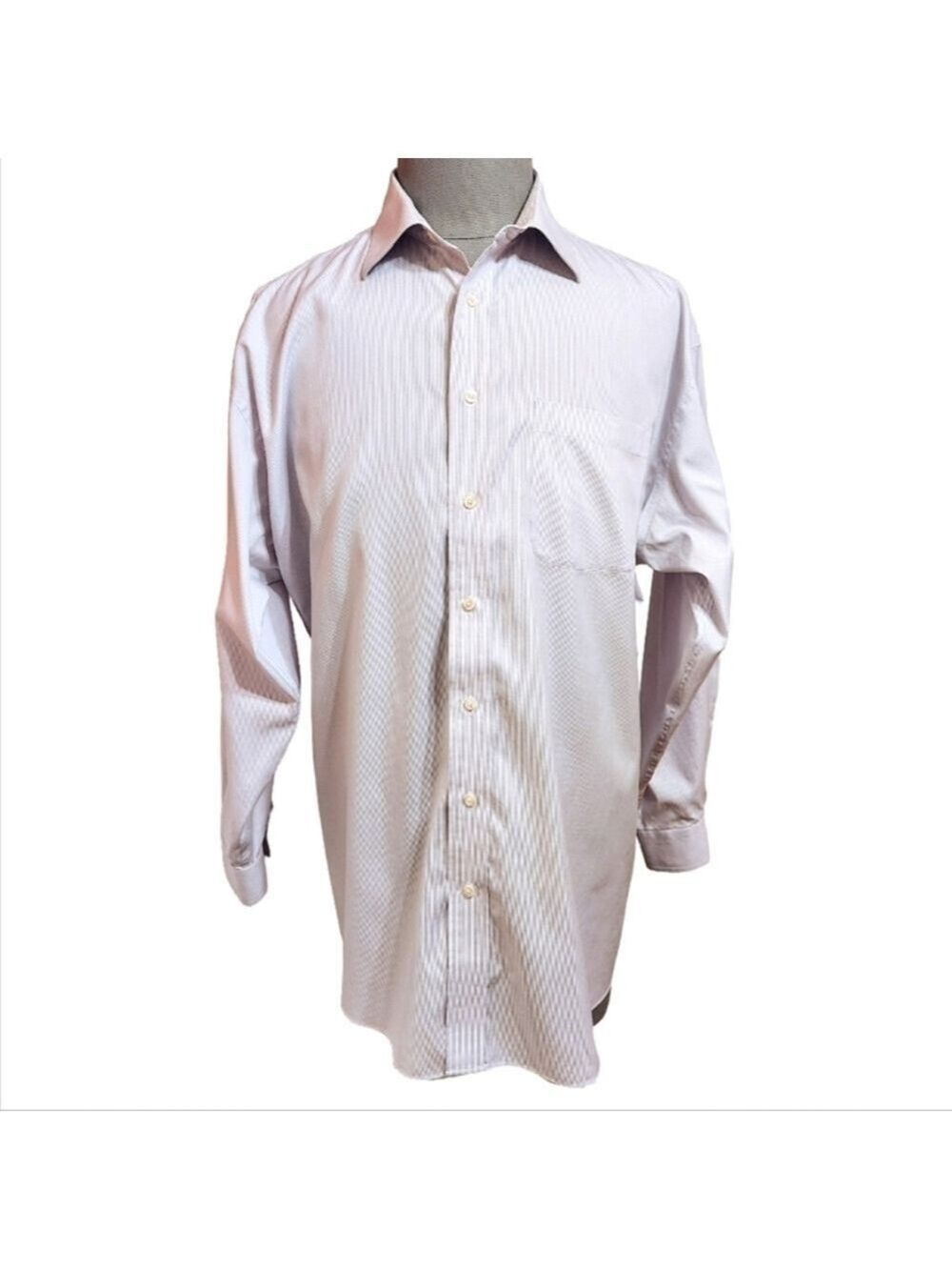 Jos A Bank Purple Stripe Cotton Button Front Shirt 17 1/2 34